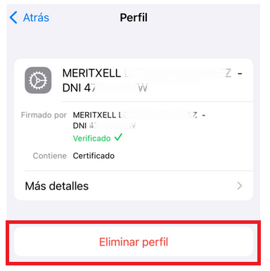 Seleccionar eliminar perfil