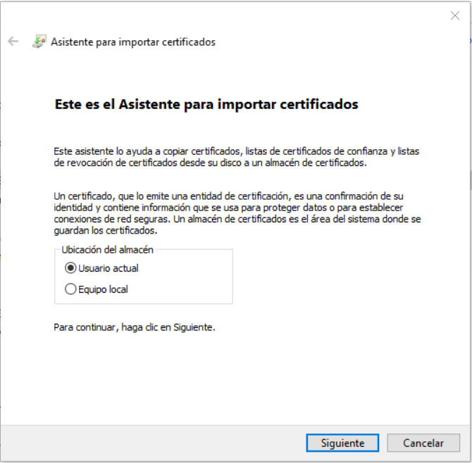 windows installer wizard to locate the certificate in the current user