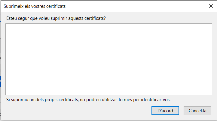 confirmar suprimir el certificado