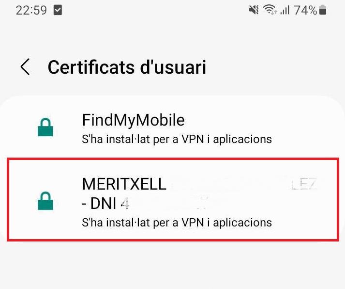 selecione seu certificado clicando em seu nome